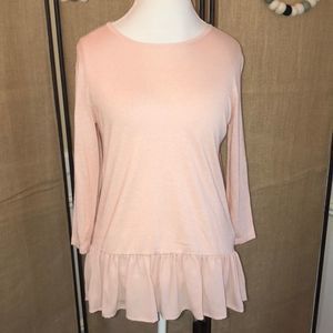 Dalia Pink Ruffle Light Sweater Size Medium